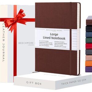 Lined Journal Notebook, 8.5 x 11.5 inch, A4 160 Lined Pages,Hardcover Leather